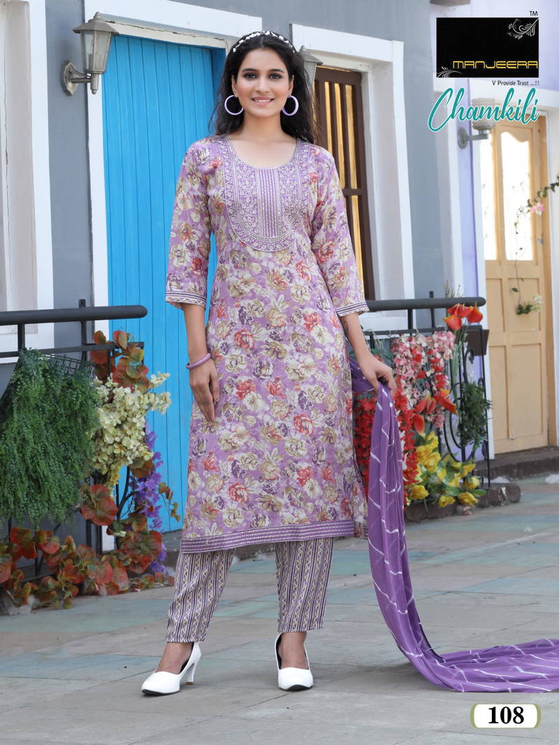 Chamkili By Manjeera Daman Work Printed Kurti With Bottom Wholesale Online